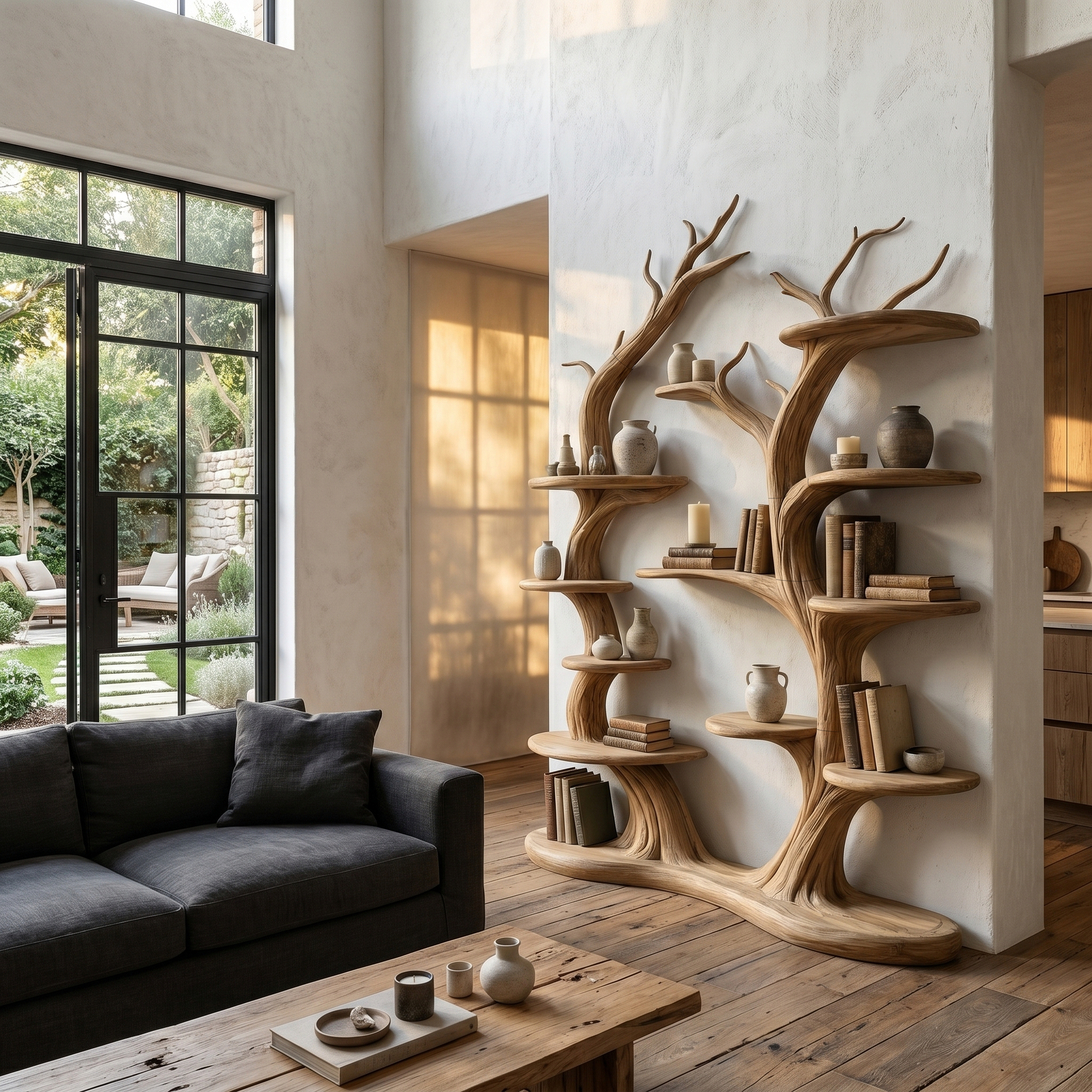 Organic Wall Mounted Tree Bookshelf With Sculptural Branch Design
