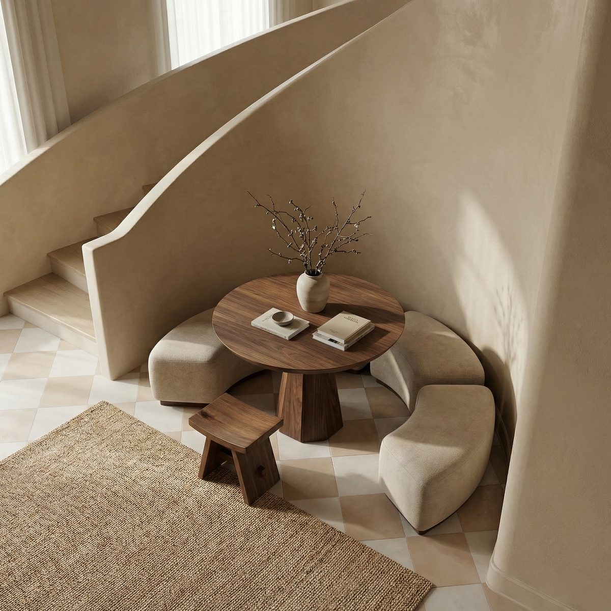 Contemporary Organic Round Entryway Foyer Table For Entryway FTHCH006