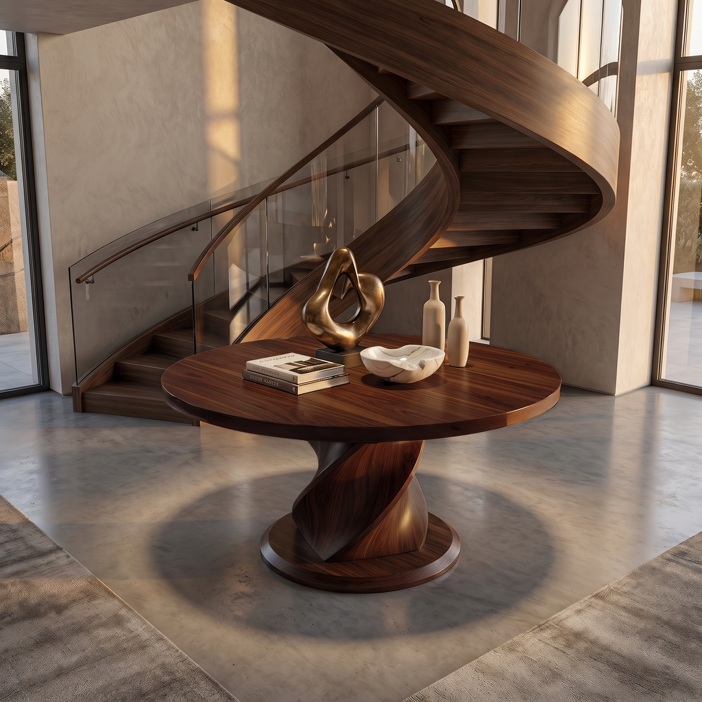 Modern Luxury Twist Pedestal Entry Table For Entryway And Hallway FTHCH001