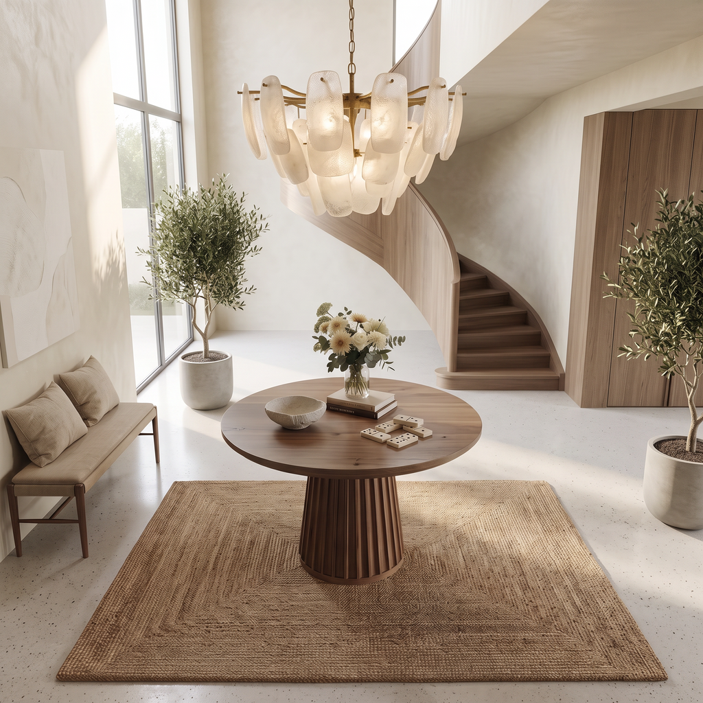 Sculptural Round Pedestal Entryway Table For Living Room And Hallway FTHCH007