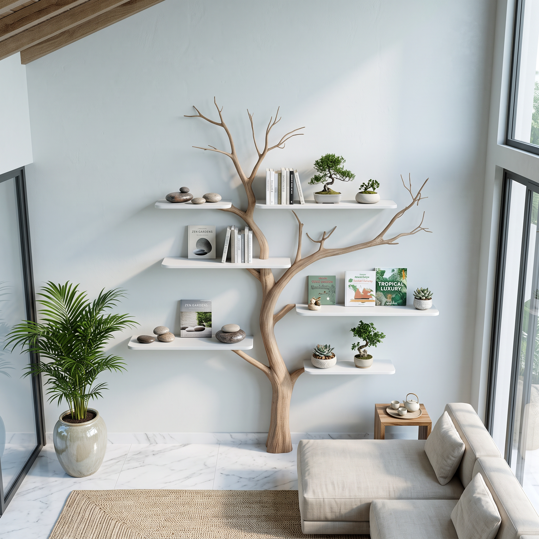 Midcentury Tree Bookshelf Nursery Bedroom