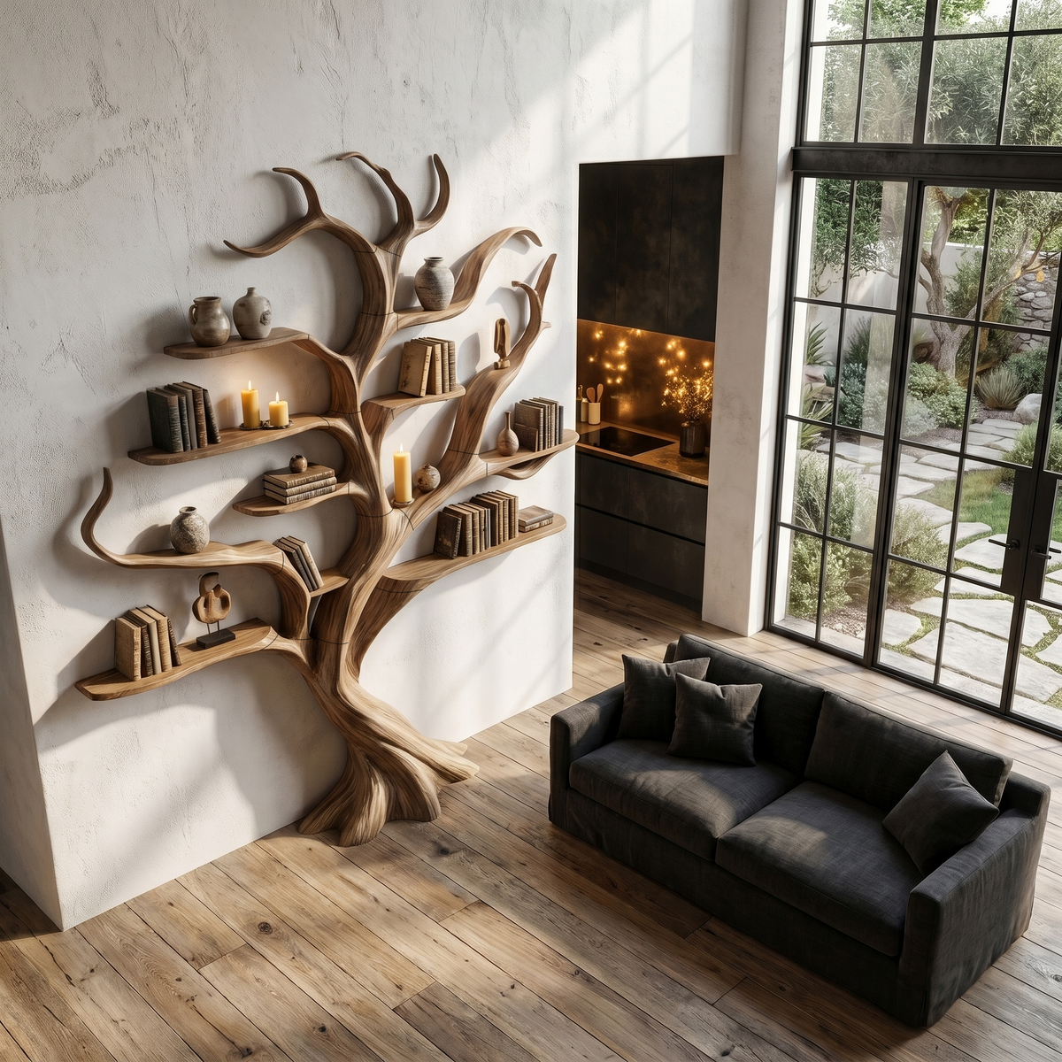 Modern Tree Bookshelf With Artistic Branch Frame For Home Office