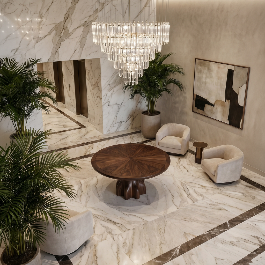 Rustic Foyer Table With Handcrafted Solid Wood Pedestal Base For Entryway And Hallway FTHCH024