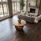 Rustic Foyer Table With Sculptural Ring Pedestal Base For Entryway And Hallway FTHCH022