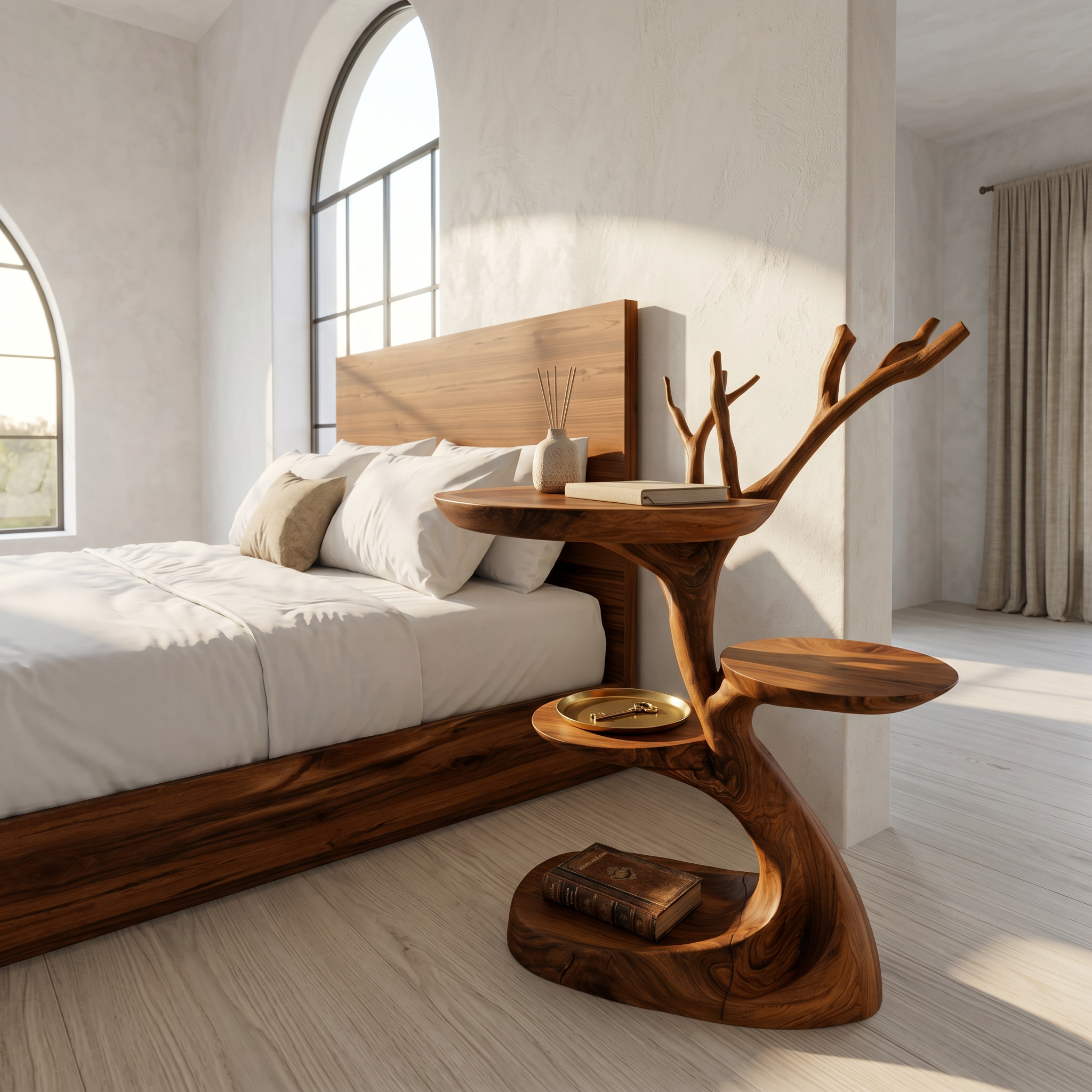 Rustic End Table With Tree Root Design For Bedroom And Living Room ETHCH018