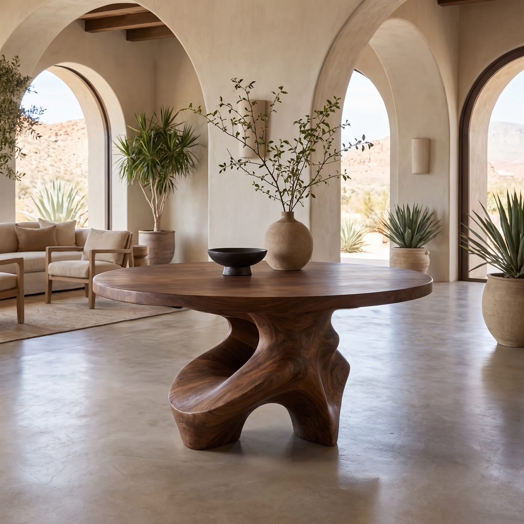 Minimalist Foyer Table Handcrafted Organic Base For Entryway FTHCH017