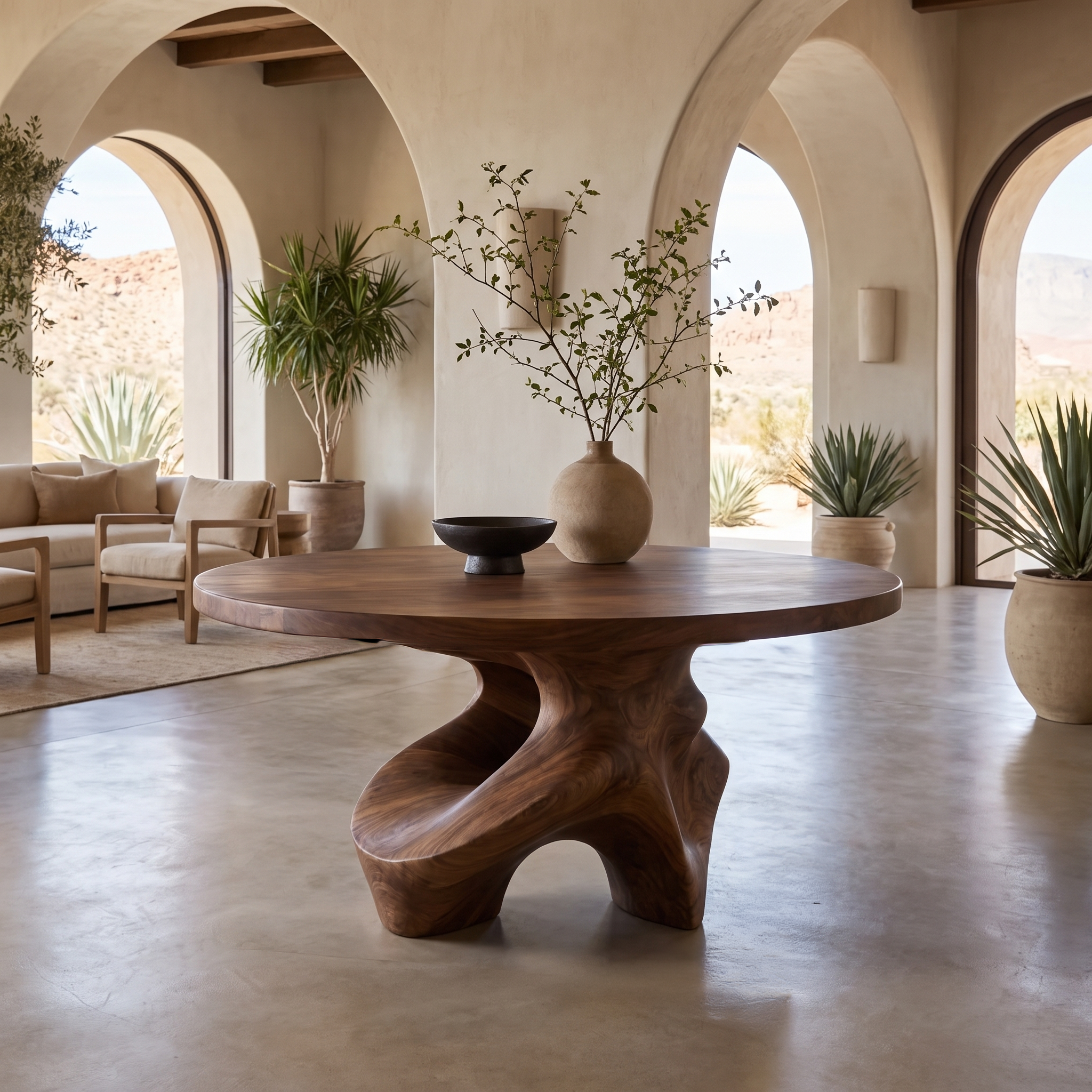 Minimalist Foyer Table Handcrafted Organic Base For Entryway FTHCH017