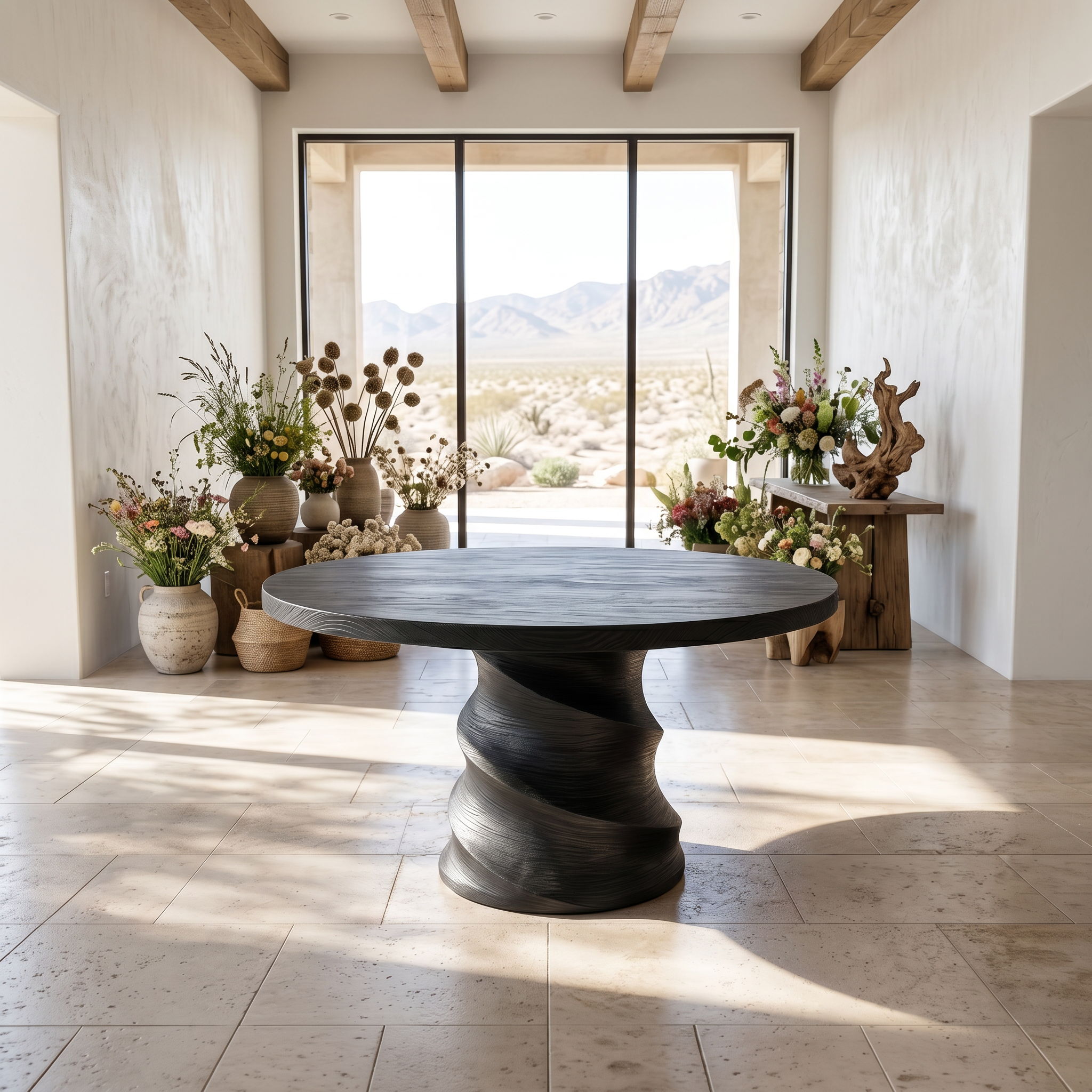 Organic Foyer Table With Sculptural Spiral Design For Foyer And Entryway FTHCH015
