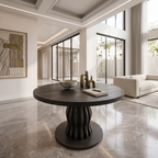 Contemporary Round Entryway Table With Wavy Vertical Form For Foyer And Living Room FTHCH009