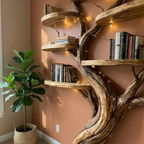 Organic Tree Bookshelf Living Room Interior Sculptural Wall Display