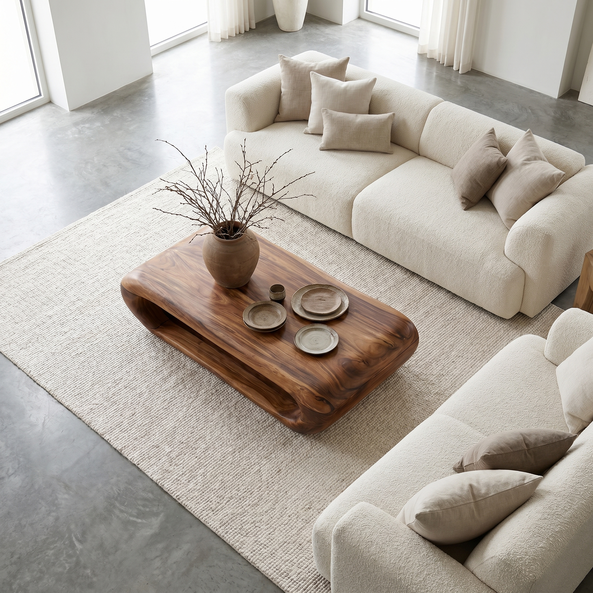 Organic Coffee Table With Open Storage For Living Room CTHCH015