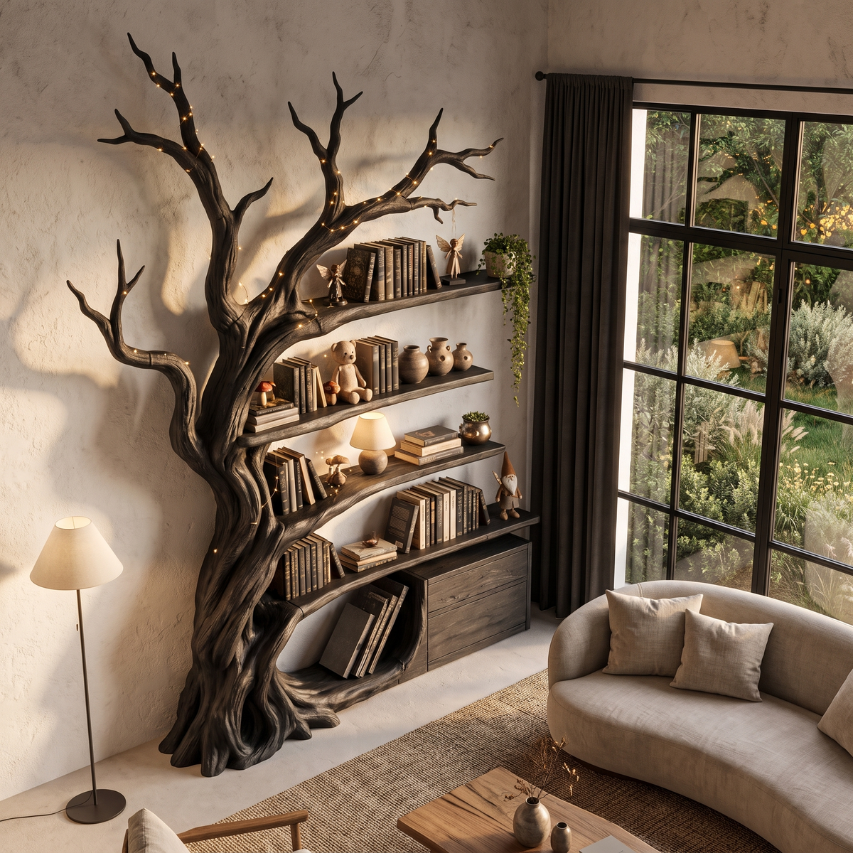 Modern Tree Bookshelf Handcrafted Branch Shelves For Home Library