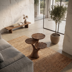 Organic Sculptural Side Table With Multi Tier Solid Wood Shelves For Living Room And Bedroom ETHCH022