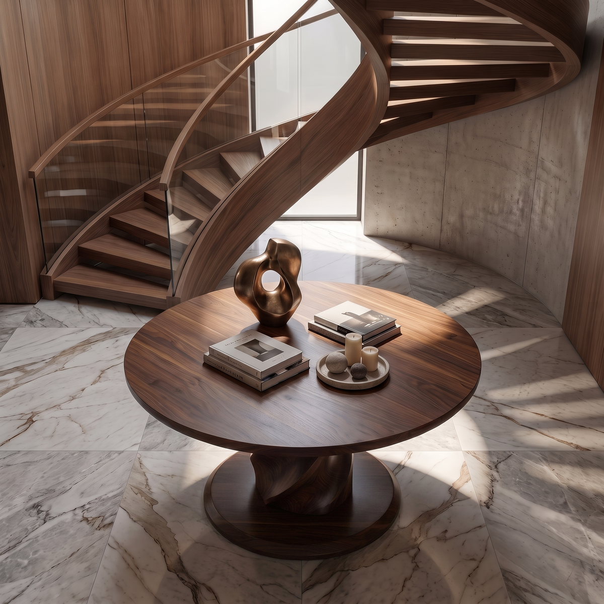Modern Luxury Twist Pedestal Entry Table For Entryway And Hallway FTHCH001