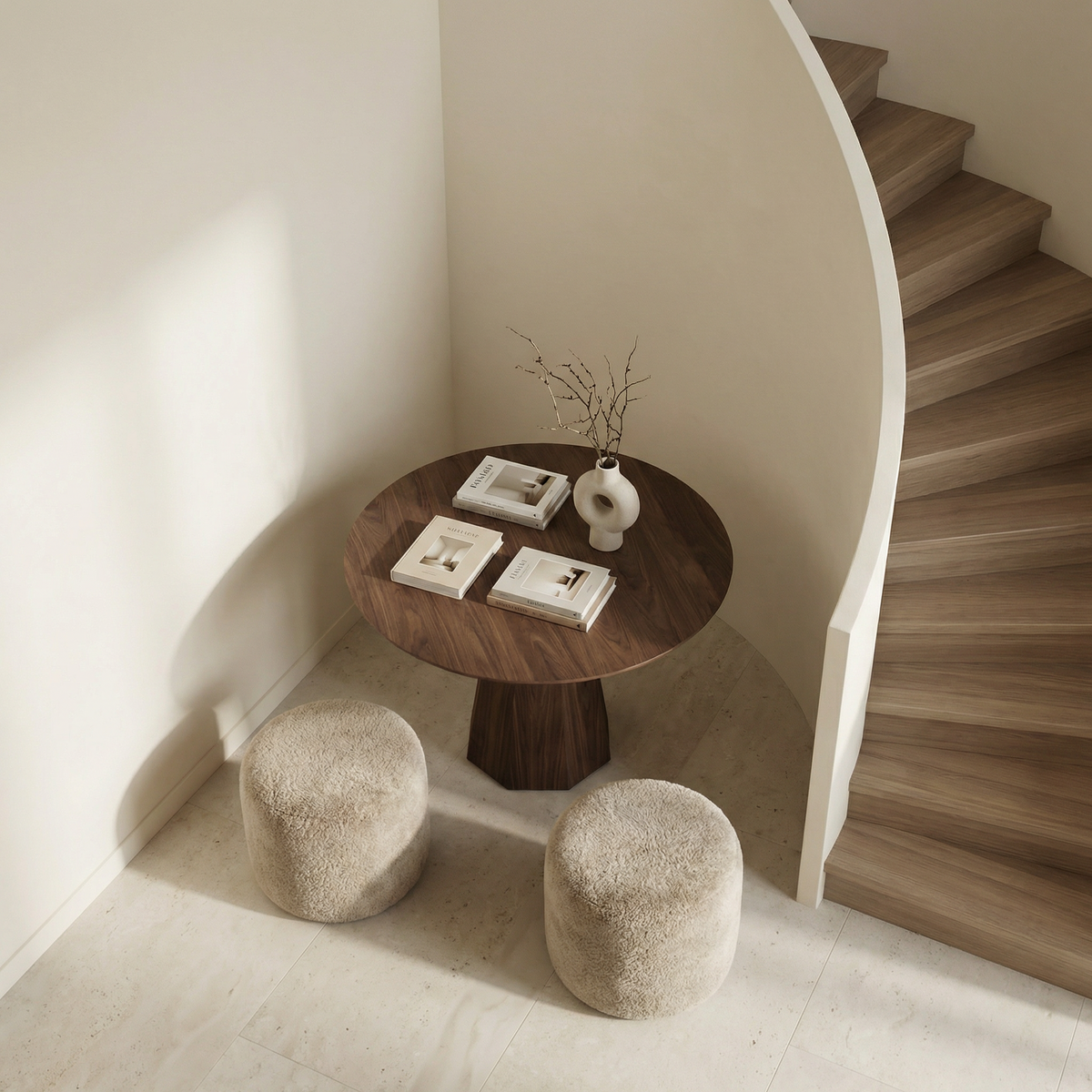 Contemporary Organic Round Entryway Foyer Table For Entryway FTHCH006