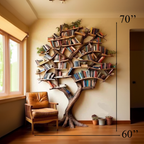 Tree Branch Bookshelf Decor Solid Wood Carving