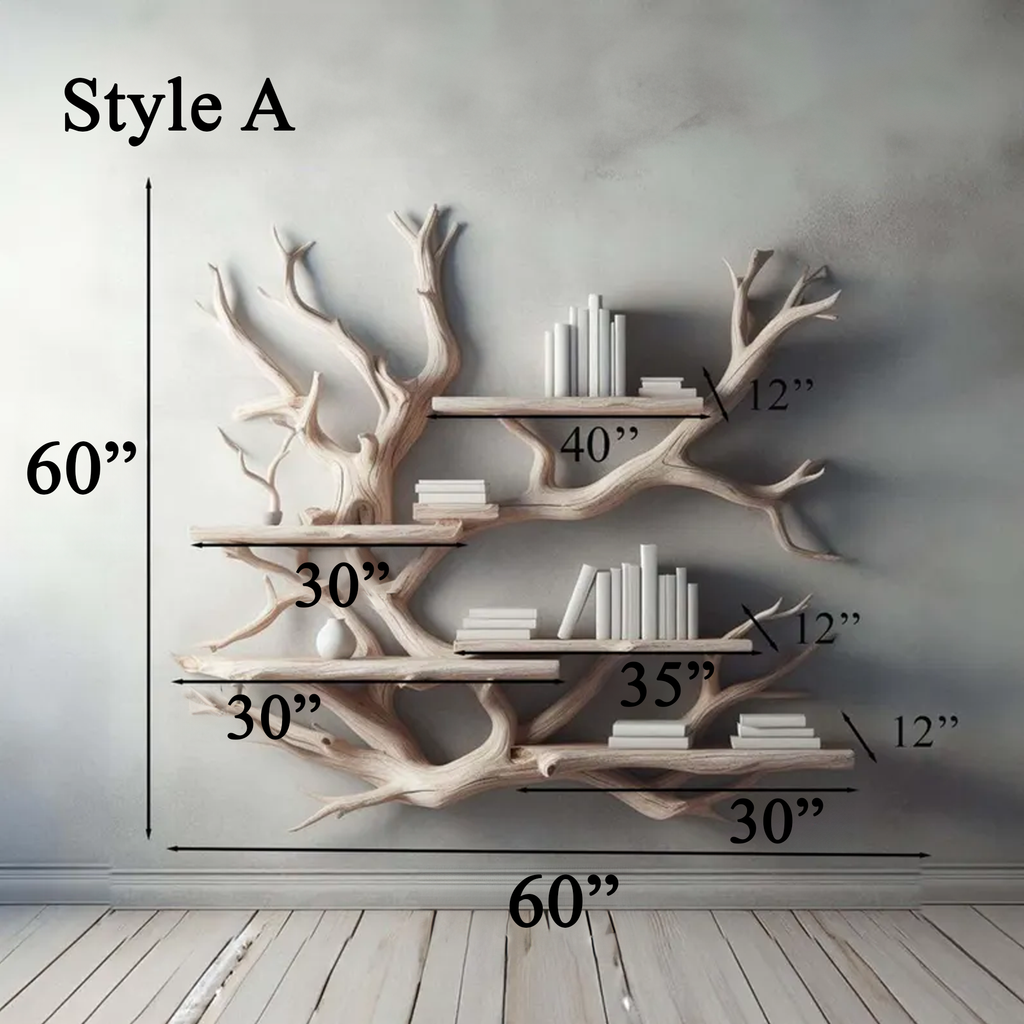 Rustic Tree Bookshelf Driftwood Wall Shelf Bookshelf Home Office Decor