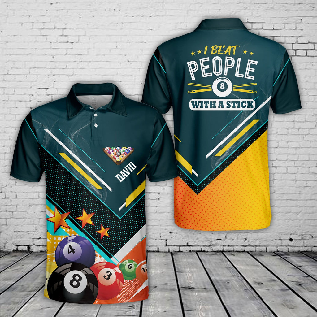 Custom Name Billiard I Beat People Polo Shirt