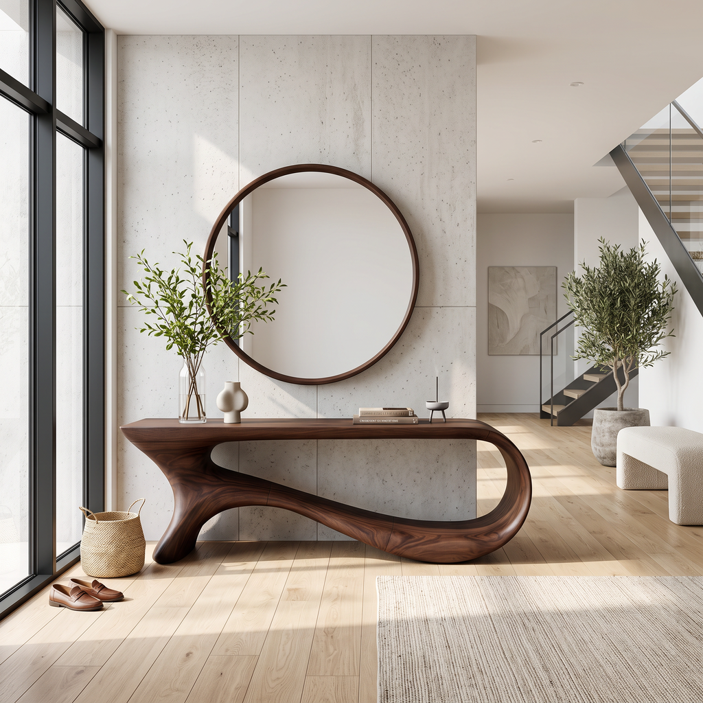 Mid Century Curved Console Table Modern Hallway Living CTHCH-011