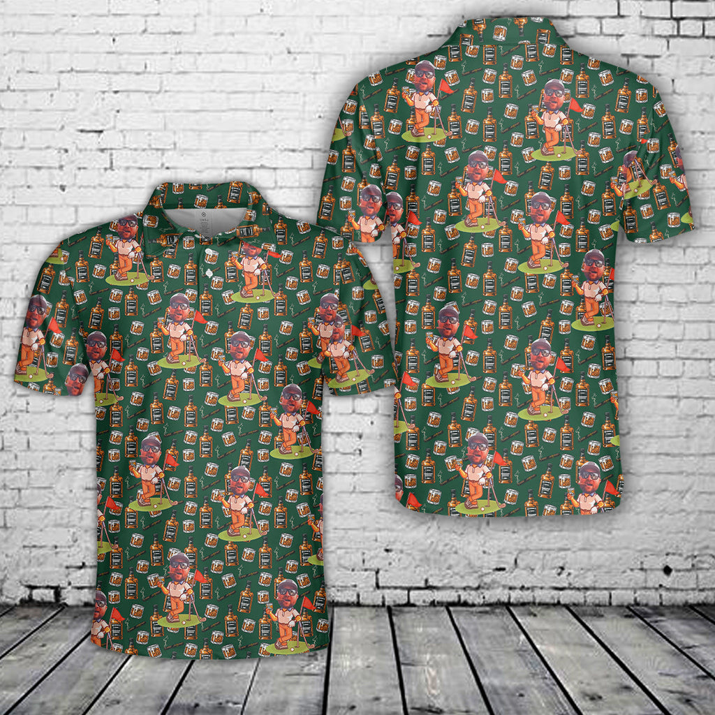 Custom Face Whiskey Cigar Golf Polo Shirt