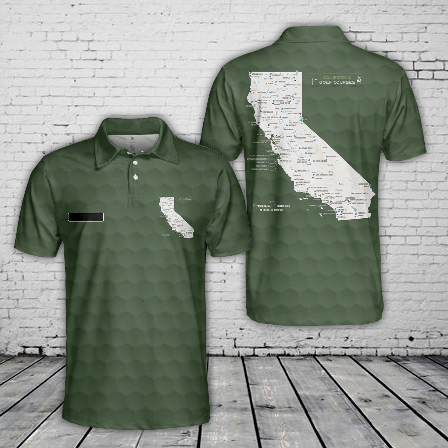 Custom Name Map of California Golf Courses Polo Shirt