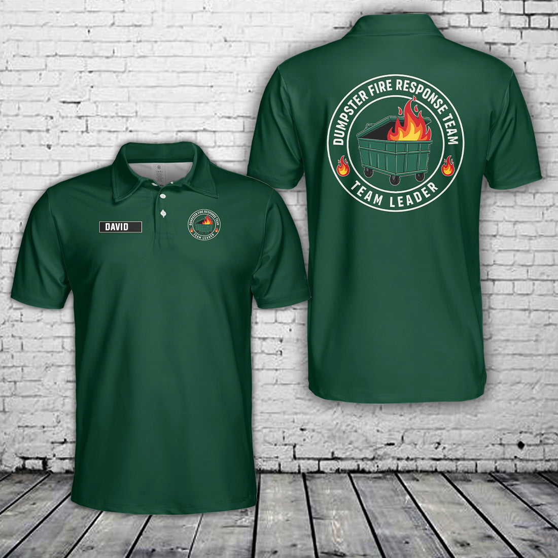 Custom Name Dumpster Fire Response Team Team Leader Polo Shirt