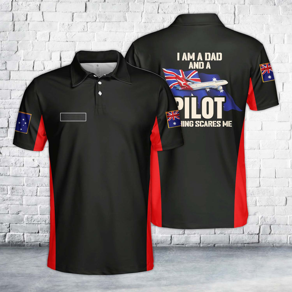 Custom Name Father's Day, Qantas Boeing 787-9 Dreamliner Polo Shirt