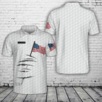 Custom Name Golf American Flag 4th Of July Patriotic Polo Shirt
