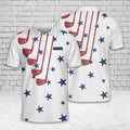Custom Name Golf American Flag 4th Of July Patriotic Polo Shirt