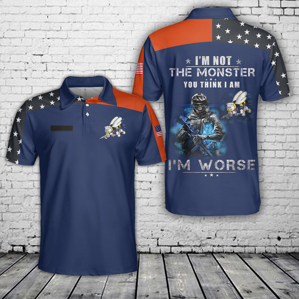 Custom Name I am Navy Seabee I'm Worse Polo Shirt