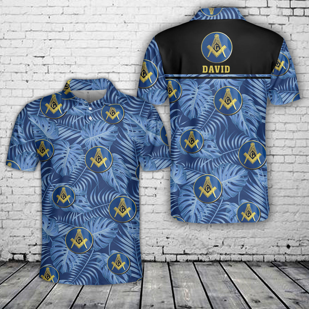 Custom Name Lodge Name Masonic Masonic (Light Blue) Tropical Polo Shirt
