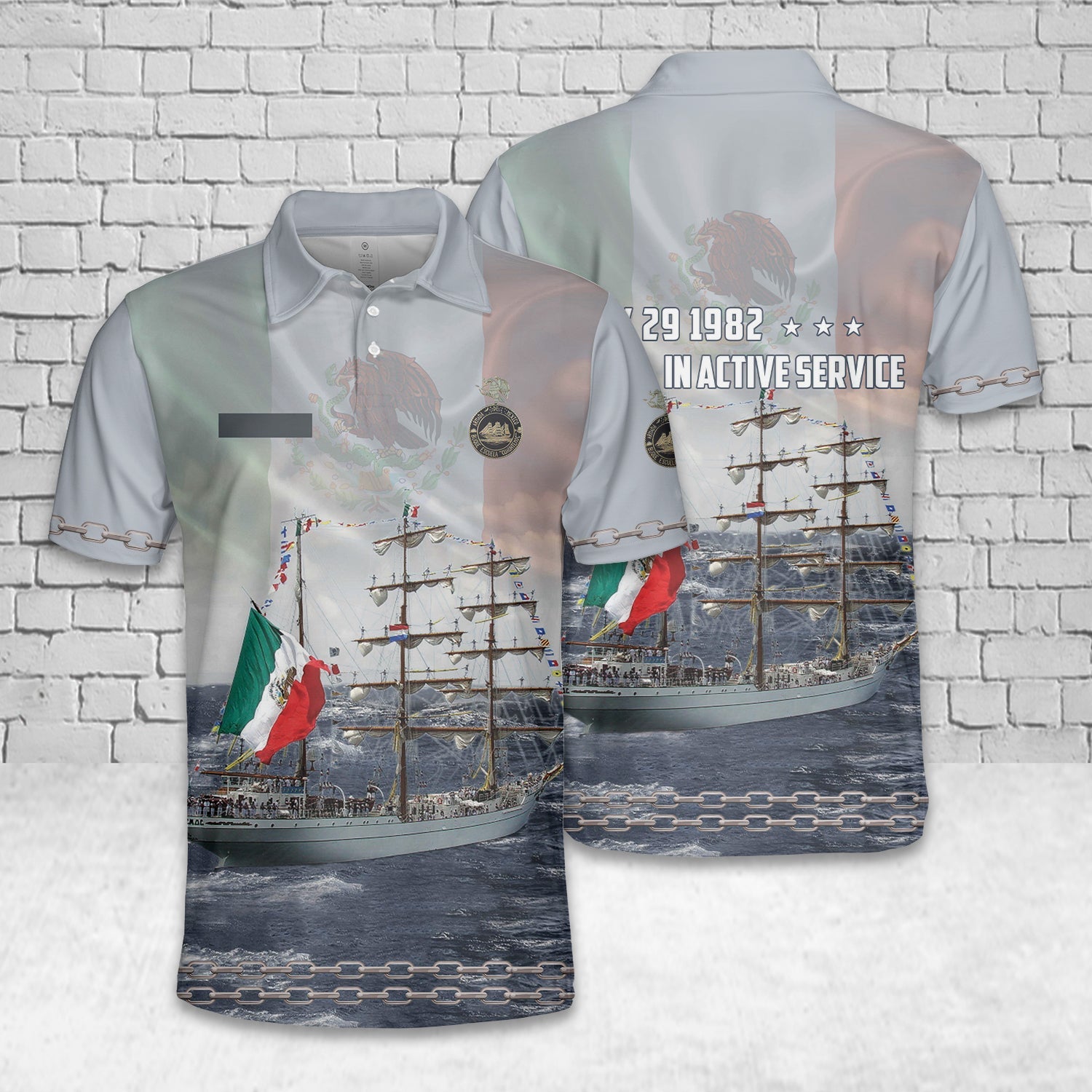 Custom Name Mexican Navy ARM Cuauht�moc (BE01) Polo Shirt