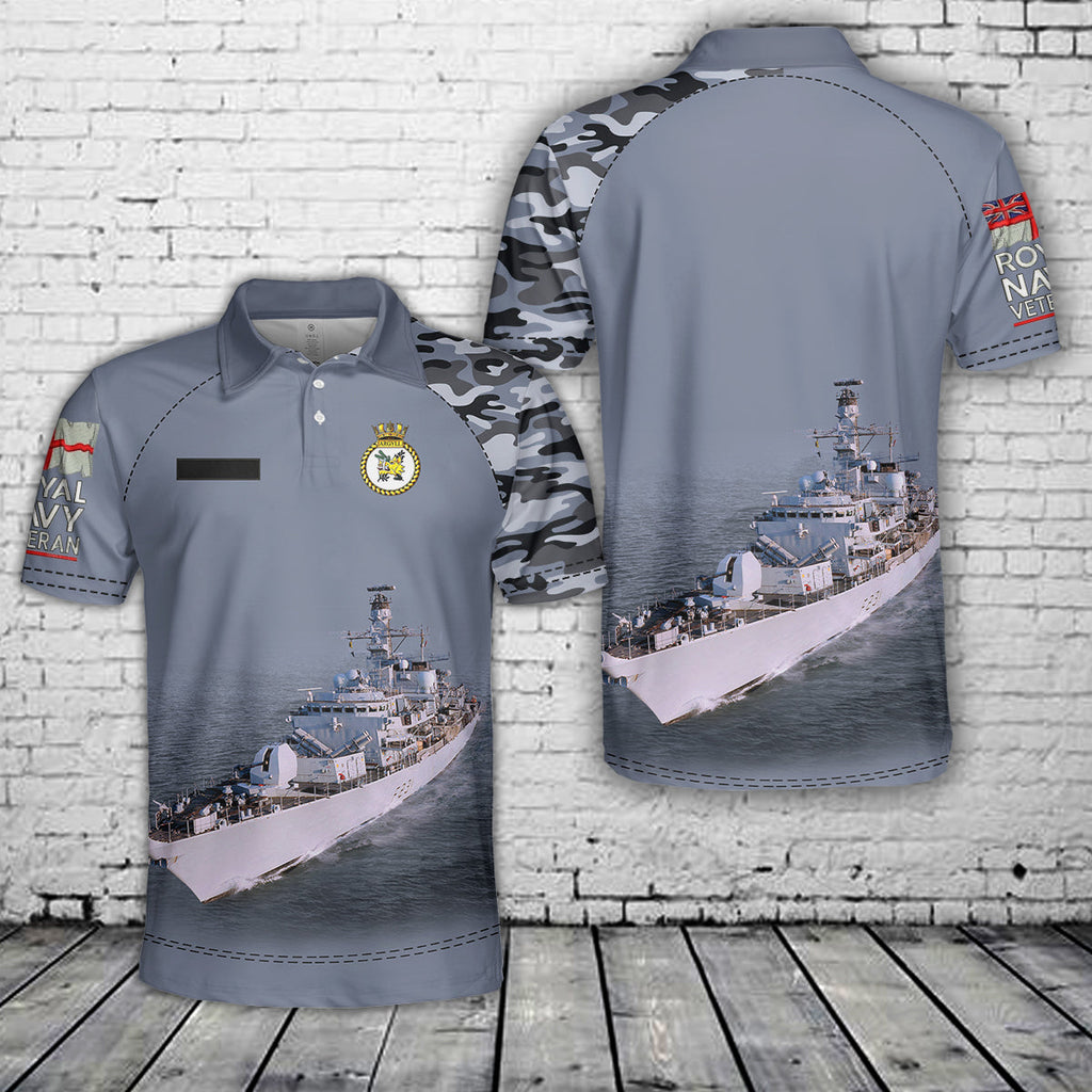 Custom Name Royal Navy HMS Argyll (F231) Type 23 Duke-class frigate Polo Shirt