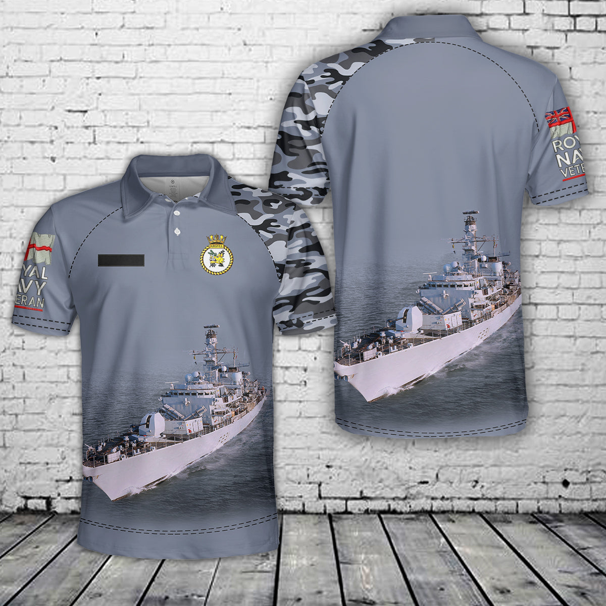 Custom Name Royal Navy HMS Argyll (F231) Type 23 Duke-class frigate Polo Shirt