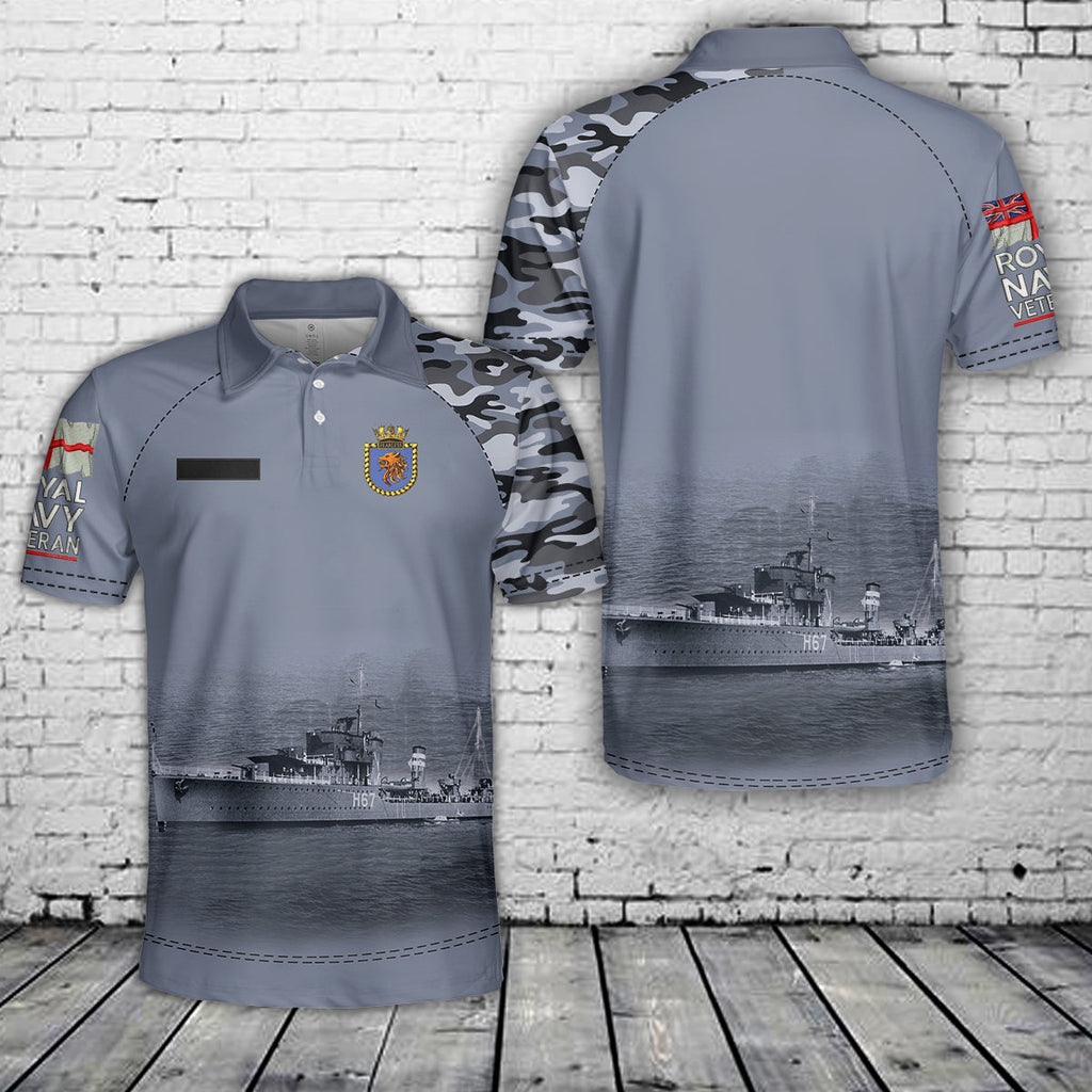 Custom Name Royal Navy HMS Fearless (H67) F-class destroyer Polo Shirt