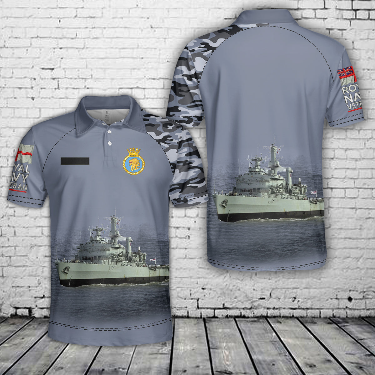 Custom Name Royal Navy HMS Fearless (L10) Fearless-class landing platform dock Polo Shirt