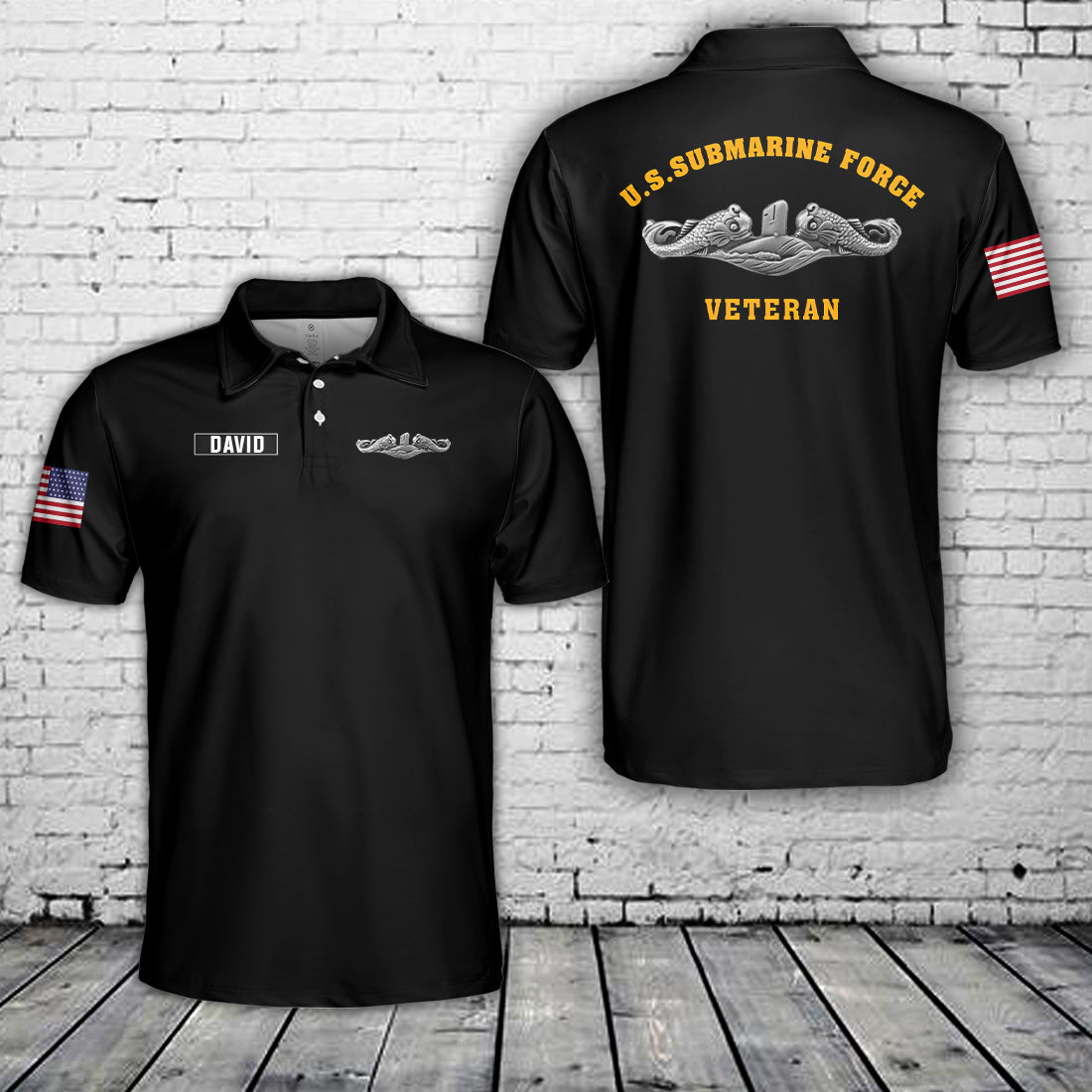 Custom Name Submarine Force Veteran Polo Shirt