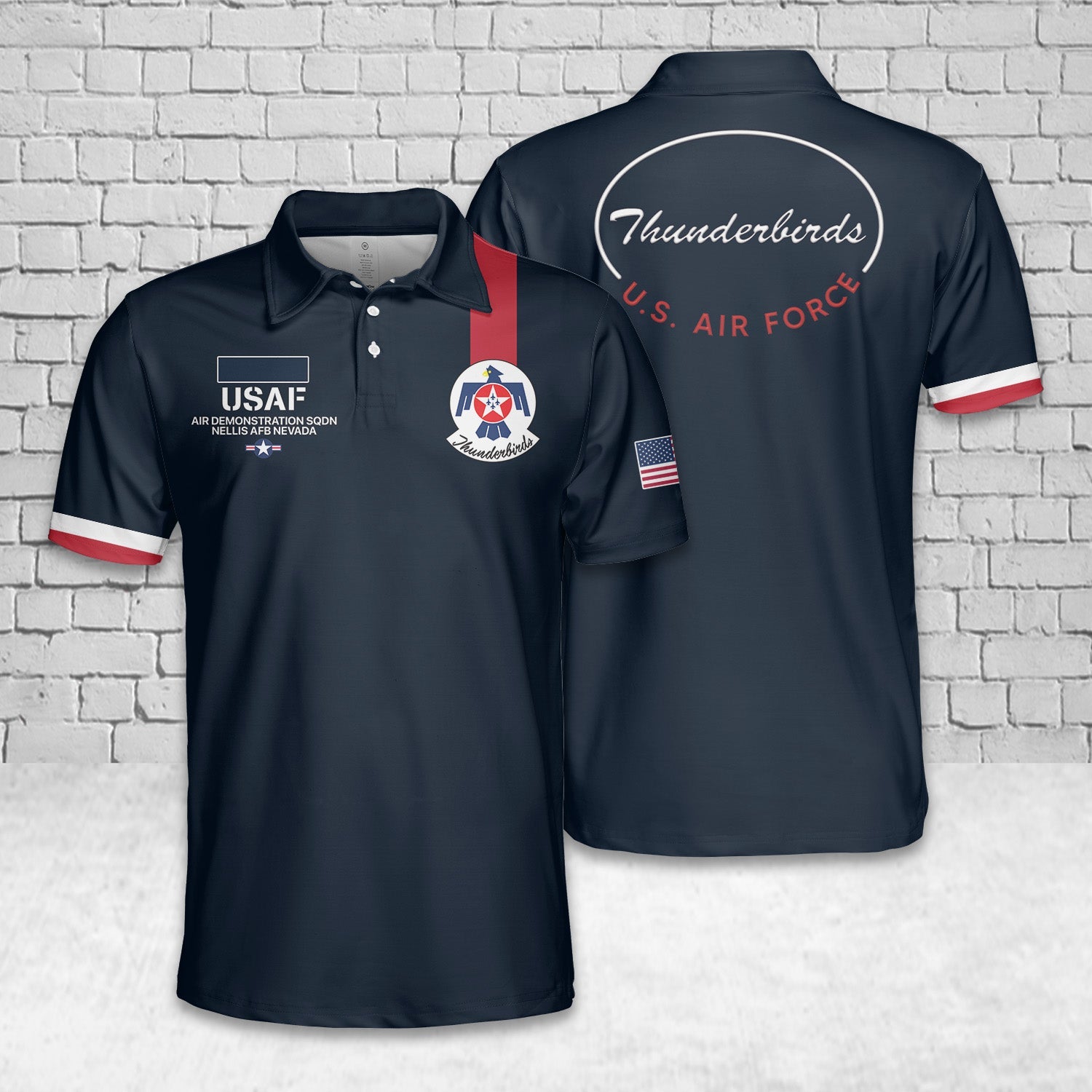 Custom Name US Air Force Thunderbirds Polo Shirt