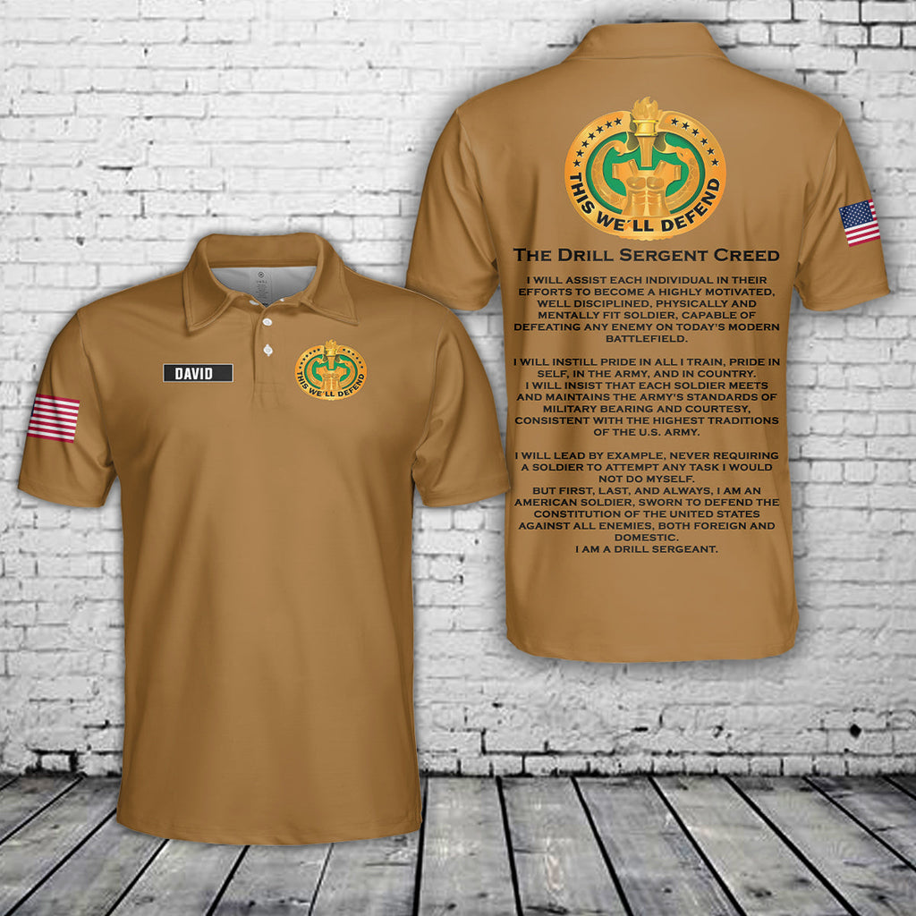 Custom Name US Army Drill Sergeant Creed Polo Shirt