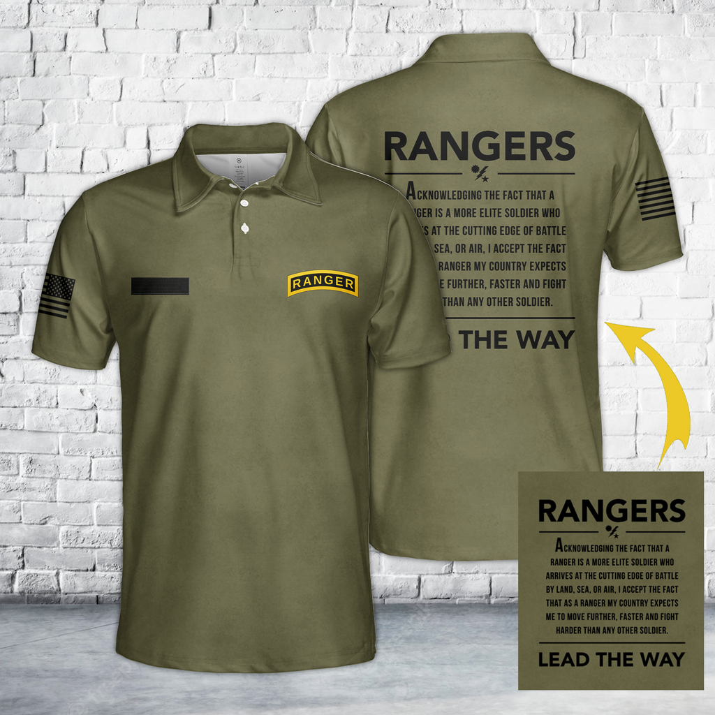 Custom Name US Army Rangers Polo Shirt