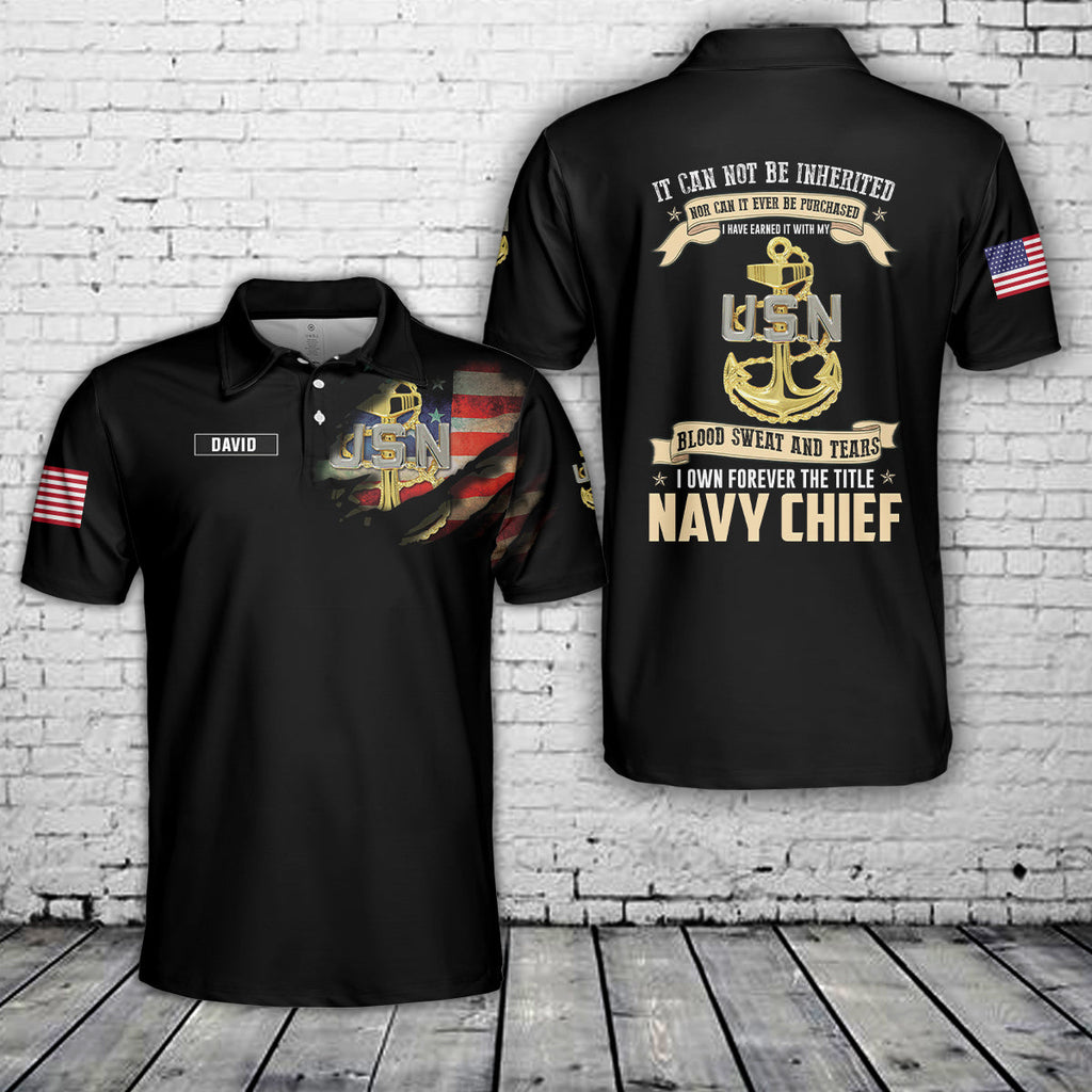 Custom Name US Navy Chief Polo Shirt