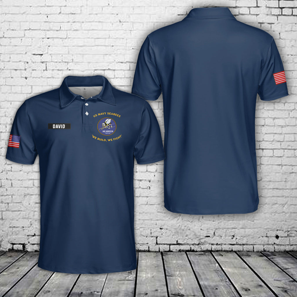 Custom Name US Navy Seabees AOP Polo Shirt