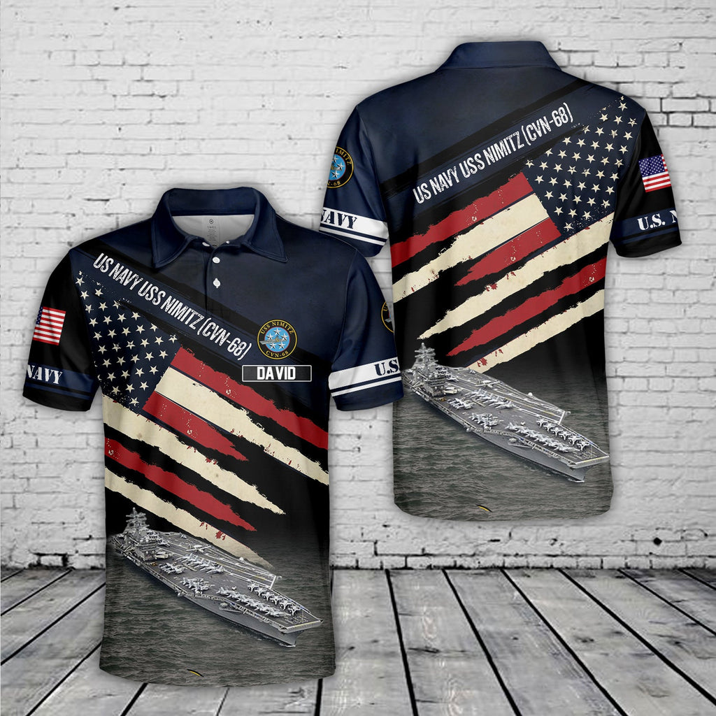 Custom Name US Navy USS Nimitz (CVN-68) Polo Shirt