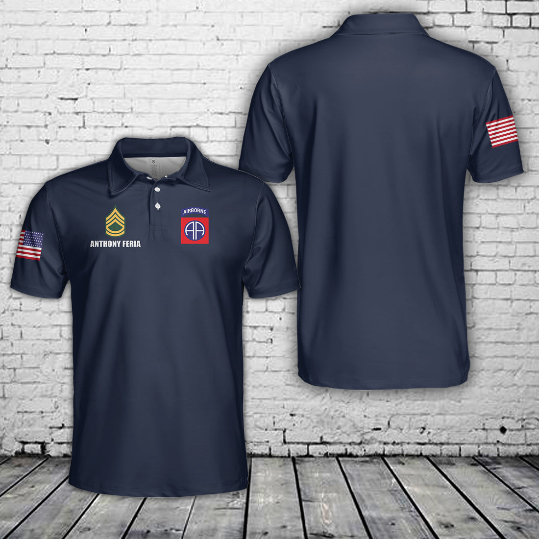 Custom Name & Rank US Army 82nd Airborne Division Polo Shirt