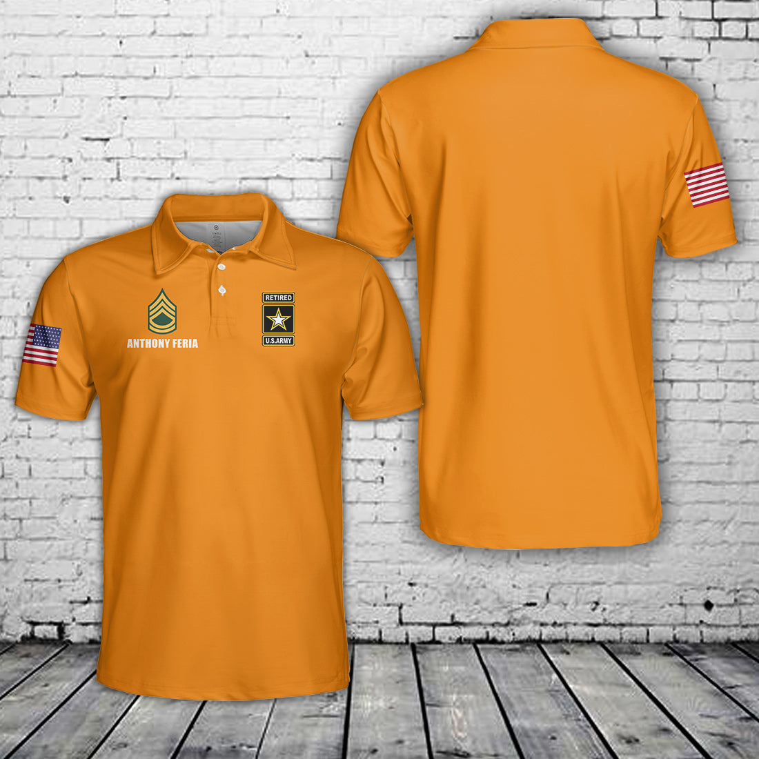 Custom Name & Rank US Army Retired Polo Shirt