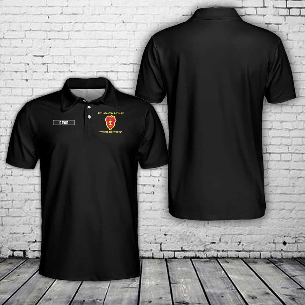 Custom name US Army 25th Infantry Division" Tropic Lightning" Polo Shirt