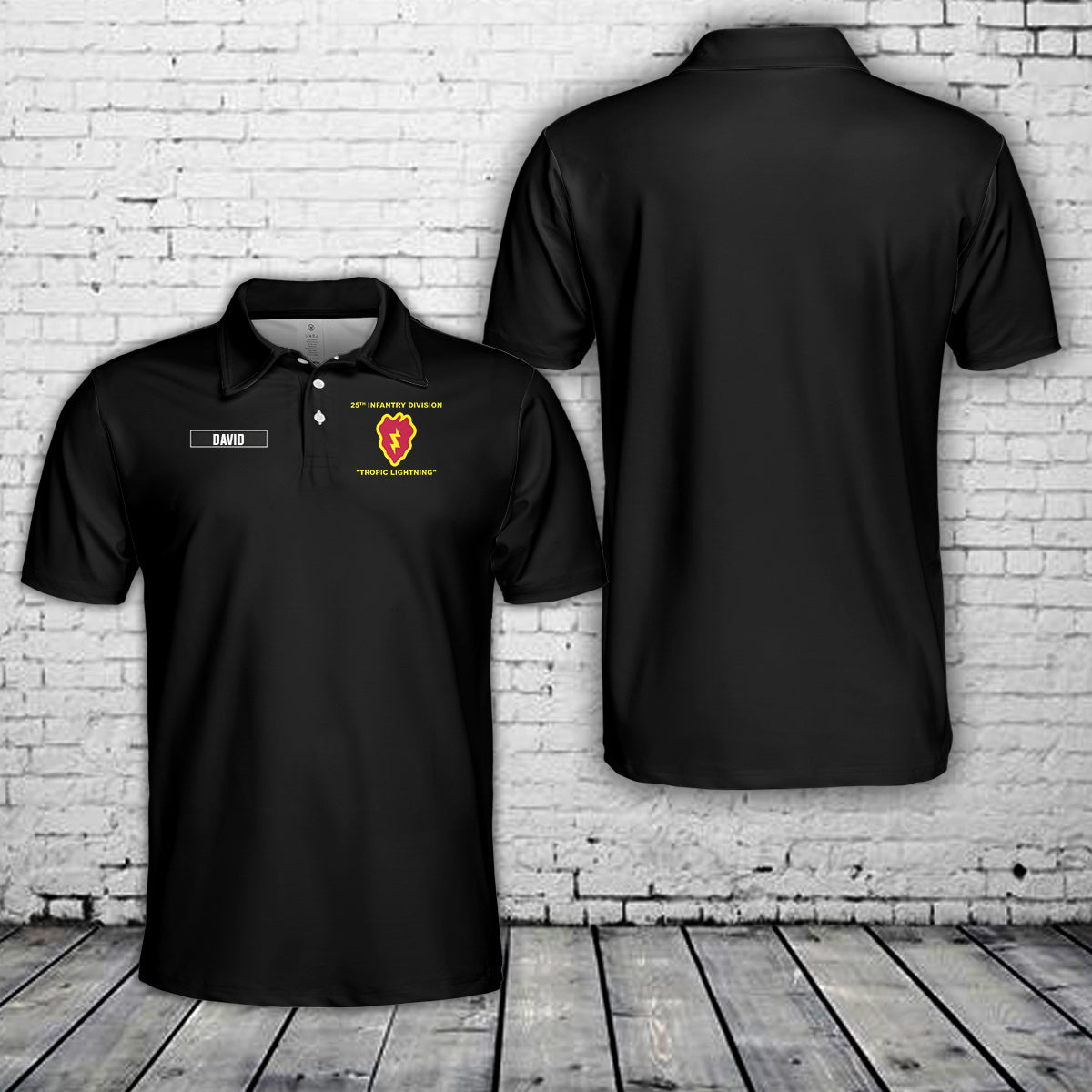 Custom name US Army 25th Infantry Division" Tropic Lightning" Polo Shirt