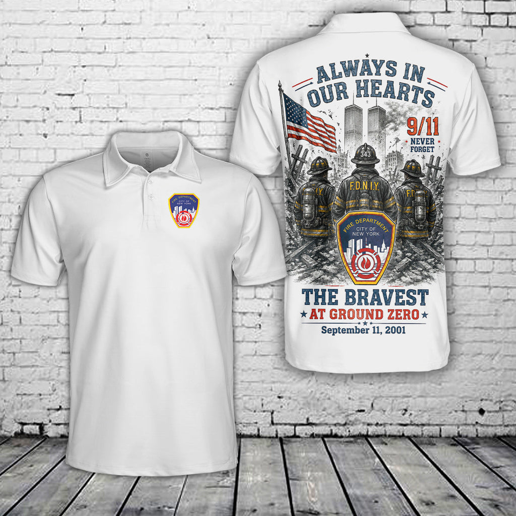 Fire Department of New York 9/11 Always in Our Hearts Polo Shirt