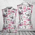 Flamingo Golf And Wine Women's Sleeveless Athleisure Polo Shirt