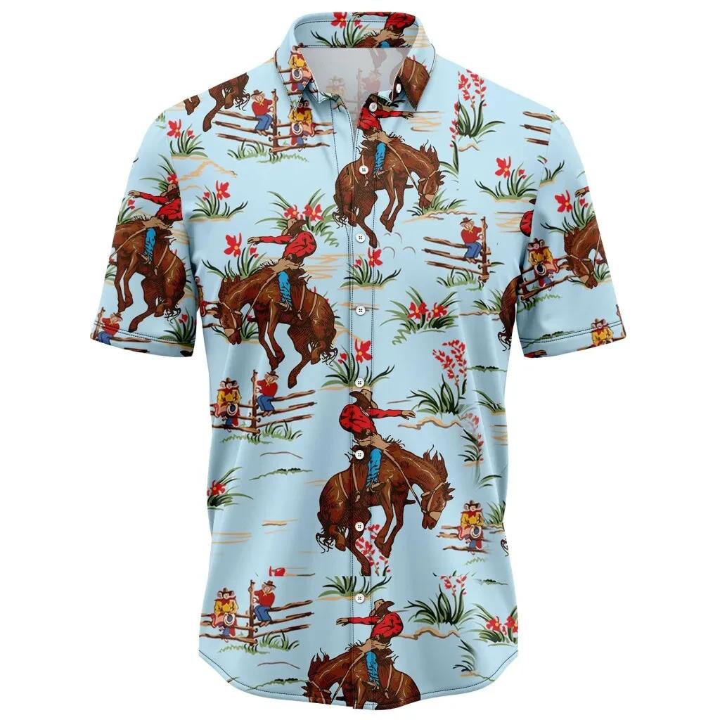 Awesome Cowboy Hawaiian Shirt, Summer Short Sleeve Shirts, Beach Aloha Shirts
